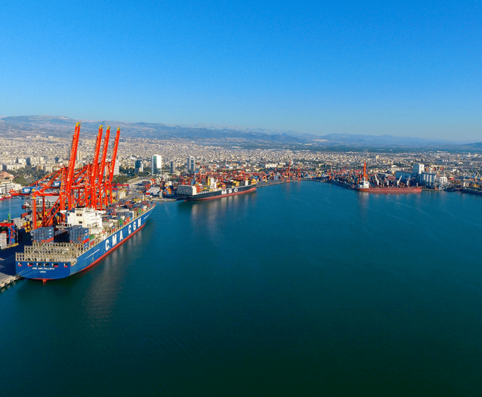 aerial picture of the port of mersin, turkey
