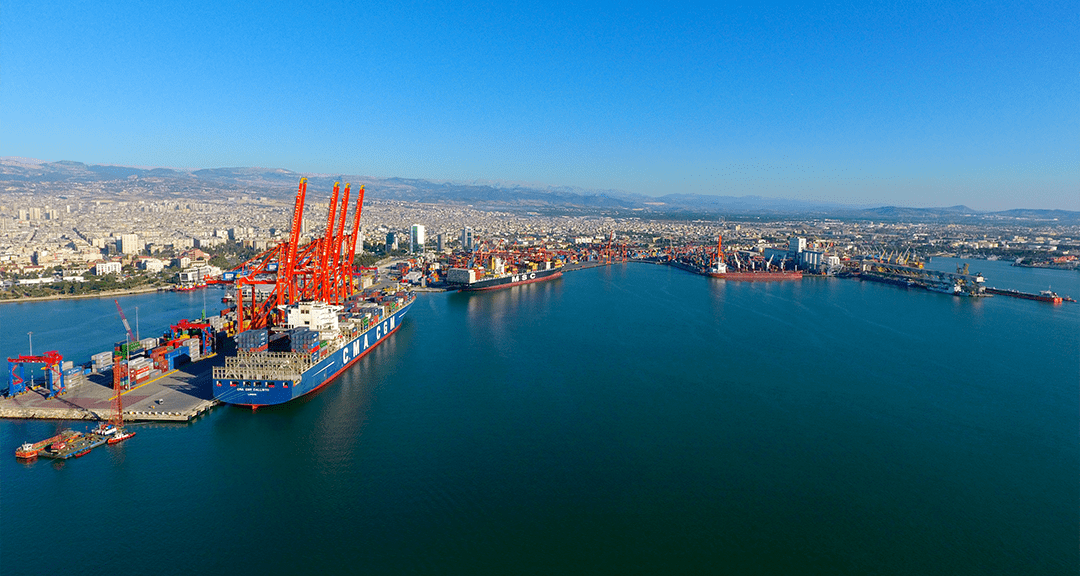 aerial picture of the port of mersin, turkey