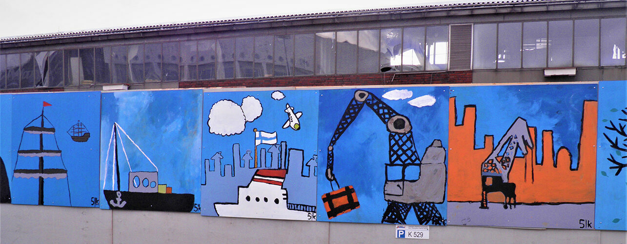 Children's paintings of the port of Helsinki