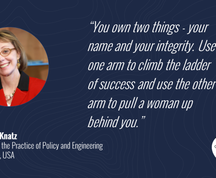 “You own two things - your name and your integrity. Use one arm to climb the ladder of success and use the other arm to pull a woman up behind you.”