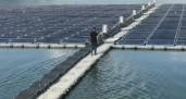 Floating solar panels in aquaculture farms